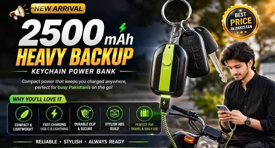 2500mAh Mini Keychain Power Bank Ultra compact and lightweight port