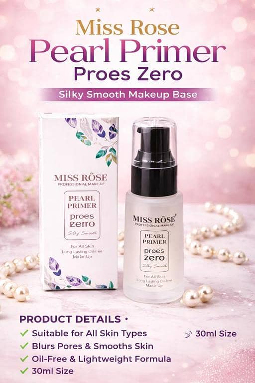Miss Rose Pearl Primer | Makeup Base | Oil Free | Long Lasting