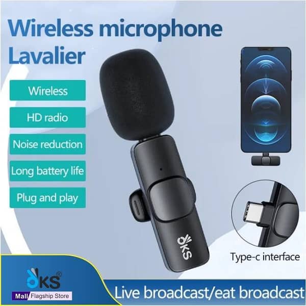 K8 Professional 3-in-1 Wireless Lavalier Microphone for iPhone (iOS Lightning), Android (Type-C & Micro USB) - Universal Plug & Play Mini Collar Mic for Vlogging, Live Streaming, YouTube, Video Recording & Interviews