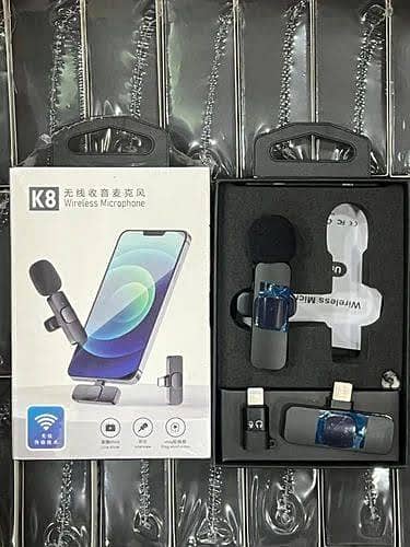 K8 Professional 3-in-1 Wireless Lavalier Microphone for iPhone (iOS Lightning), Android (Type-C & Micro USB) - Universal Plug & Play Mini Collar Mic for Vlogging, Live Streaming, YouTube, Video Recording & Interviews