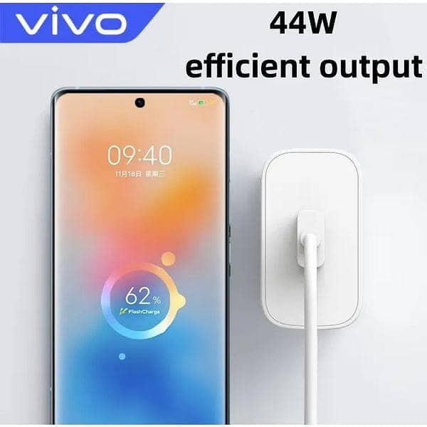 Original Vivo 44W/66W / 120W Flash Charger Type-C Cable | Premium Super Fast Charging Adapter for Vivo V23 V20 V21 Y73 Z1x | Genuine Dual Engine QC 4.0 Fast Charge