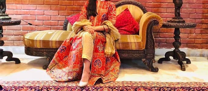 Formal Maxi | Orange | Block Print | Raw Silk