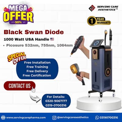 Black Swan Diode 1000W - Professional Hair  Removal Laser