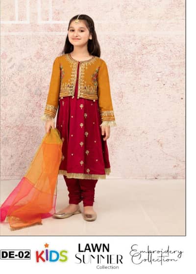 Kids Embroidered Lawn Suit-Unstitched