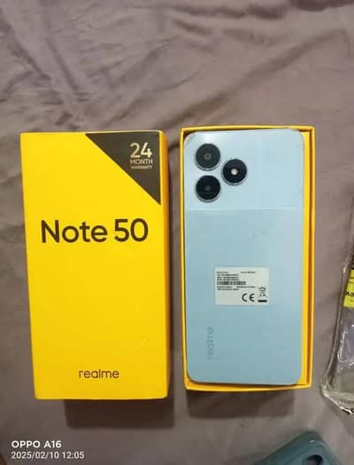 Realme Note 50 mobile 4/64gb hai like new set condition 10by10 hai