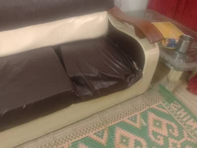 Wooden five seater sofa set. L
