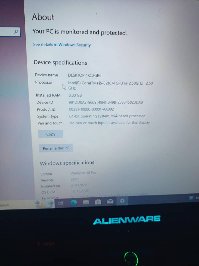 Alienware laptop 3