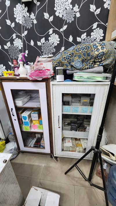 office cabinets with lights installed