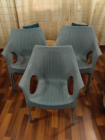 Plastic Chairs with Metal Legs | Grey | Set of 6"