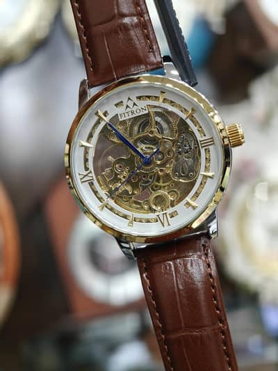 fitron skeleton automatic watch