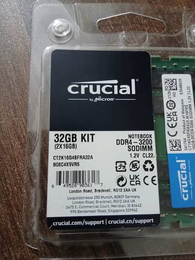 32GB DDR4 3200MHz Laptop RAM (CRUCIAL) – Brand New