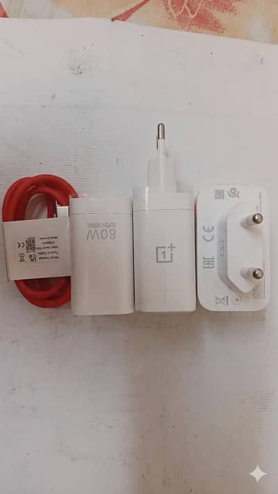 **Original OnePlus 80W Charger - Box Pull Fresh Piece with Red Cable**
