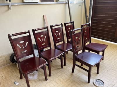 6 Seater Wooden Dining Table Set with Chairs – Excellent Condition