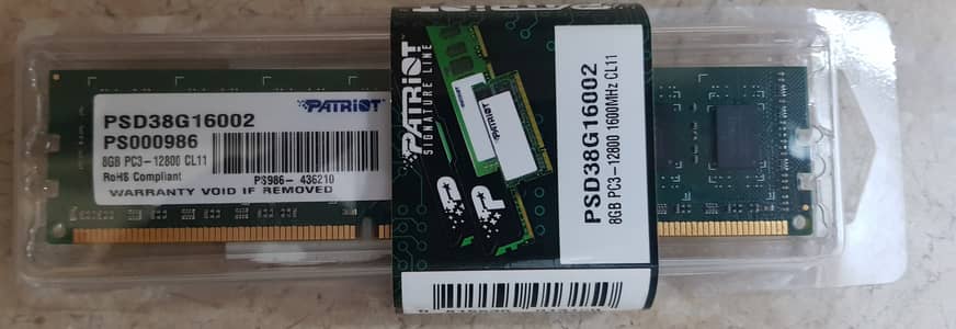 New Patriot RAM - 8GB DDR3 RAM 1600MHz (PC3-12800)