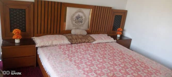 wooden bed with side table and Dressing without mattress
