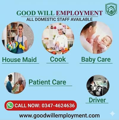 Maids / House Maids / cook / Nanny , chef / Baby Sitter maid availabl