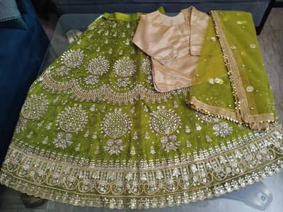 3 piece green lehnga