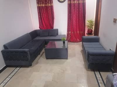 6 setter L shaped sofas for sale. with table