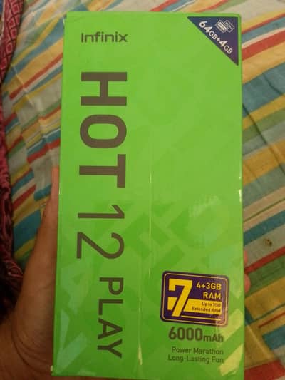Infinix hot 12 play with box charger 10/10 condition urgent sale