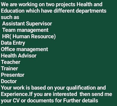 male and female staff required for Abbottabad institute interested com