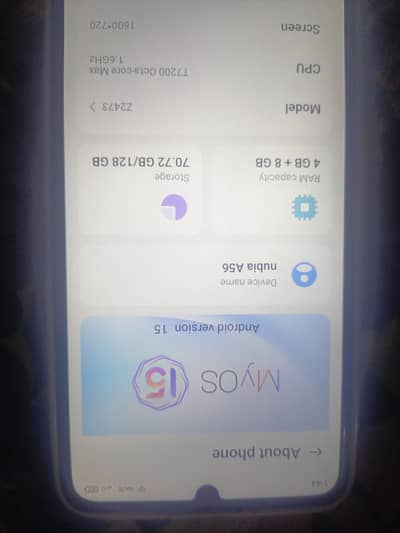 argent sale nubia a56 4+8/128 10/11 all ok with box not open