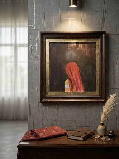 Crimson Solitude Original Abstract Painting  (Wall Decor)