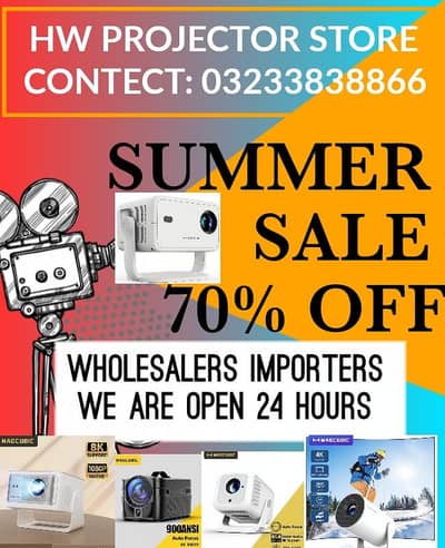 FULL HD 4K 8K MULIYMEDIA SMART PROJECTOR/ HOME OFFICE USE  70% SALE