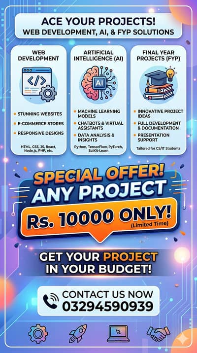 Get your Website, AI project, FYP (Final Year Project) in your budget