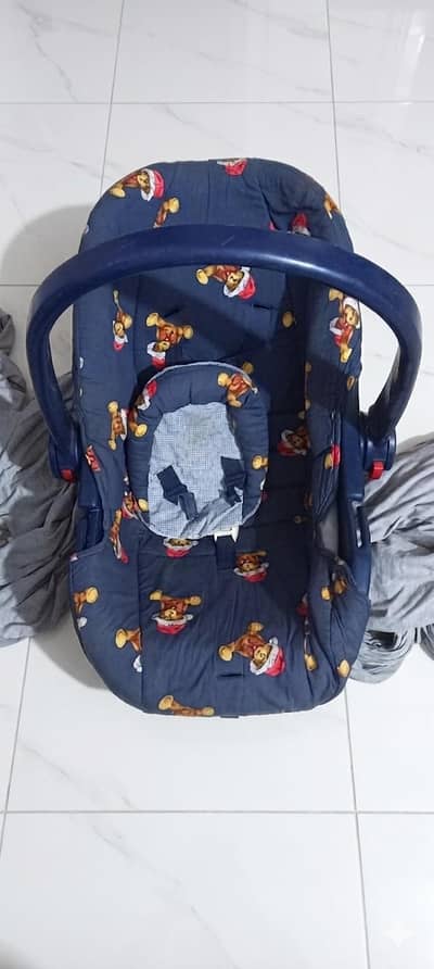 Teddy Bear Patterned Pram and Portable Baby Carrier.