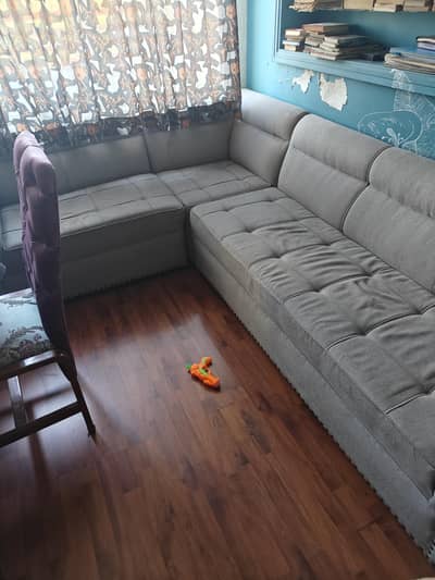 L shape 5 seater sofa ( Grey Color)