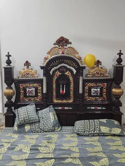 Classic pure wooden chinyoti bed set