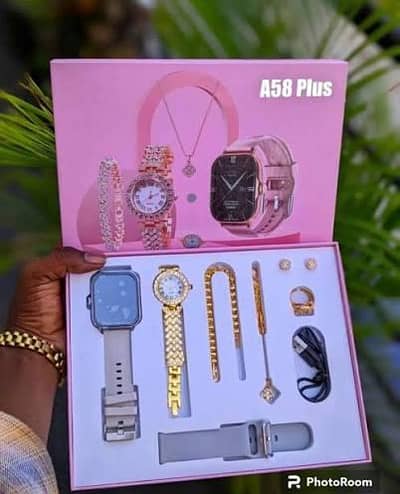 A58 Plus Smart watch with jewellery set for Girls