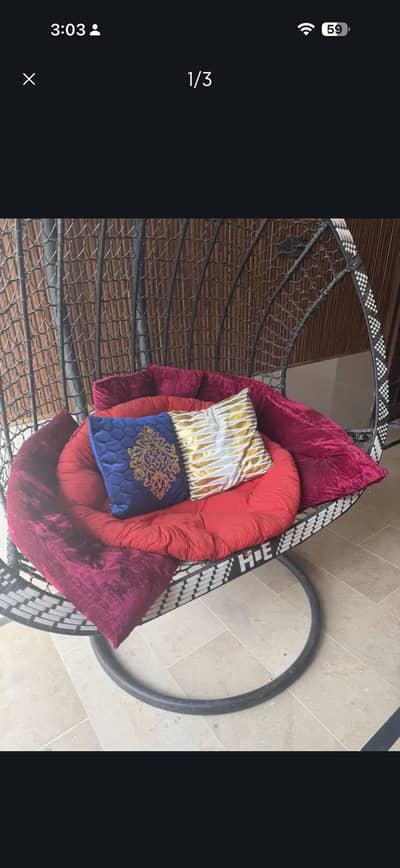 Jumbo Outdoor Metal Swing with Red Cushions