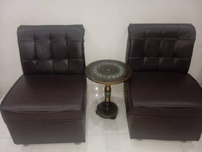 Leather sofa chairs 2 seater dark brown