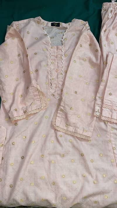 SAYA Brand Pink Embroidered 2-Piece Suit (Kameez & Trouser)