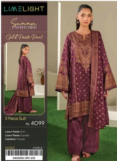 LIMELIGHT,Summer unstitched printed lawn3pc