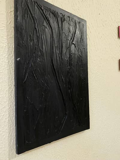 Handmade 3D Textured Art | Modern Black Minimalist Relief Painting