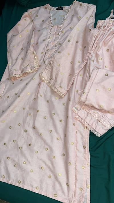 SAYA Brand Pink Embroidered  2 Piece Suit