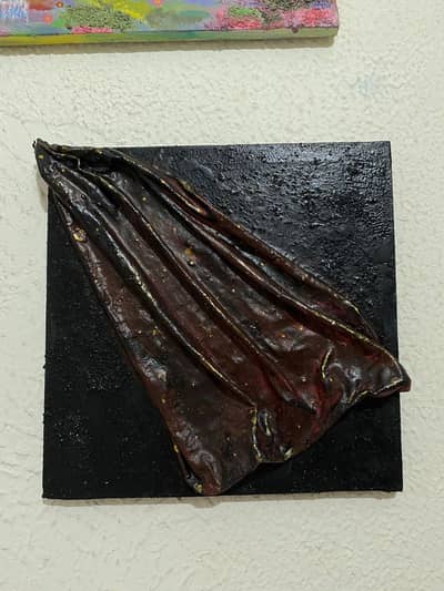 Original 3D Textured Relief Art – Maroon & Gold (12x12 Canvas)