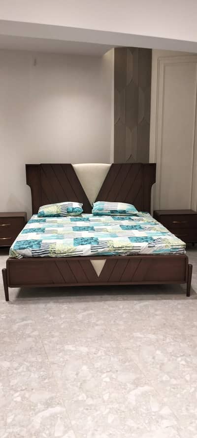 Selling complete luxury bedroom set in premium dark walnut finish.