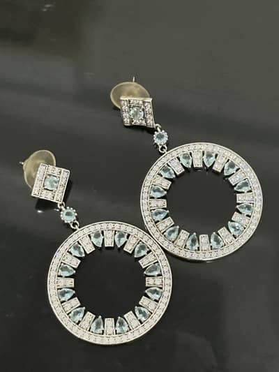 luxury aqua crystal statement earrings