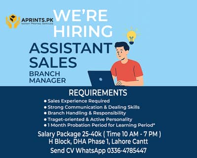 Assistant Sales & Branch Manager (Printing & Packaging) | Sales Job