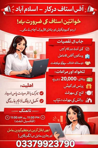 Females job in Islamabad without investment