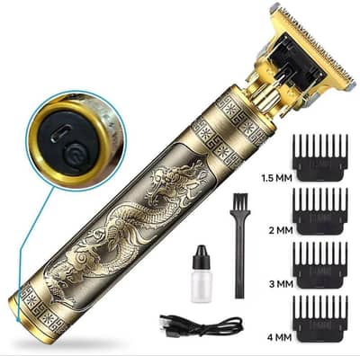Rechargeable Hair & Beard Trimmer With 4 Combs Metal buddy