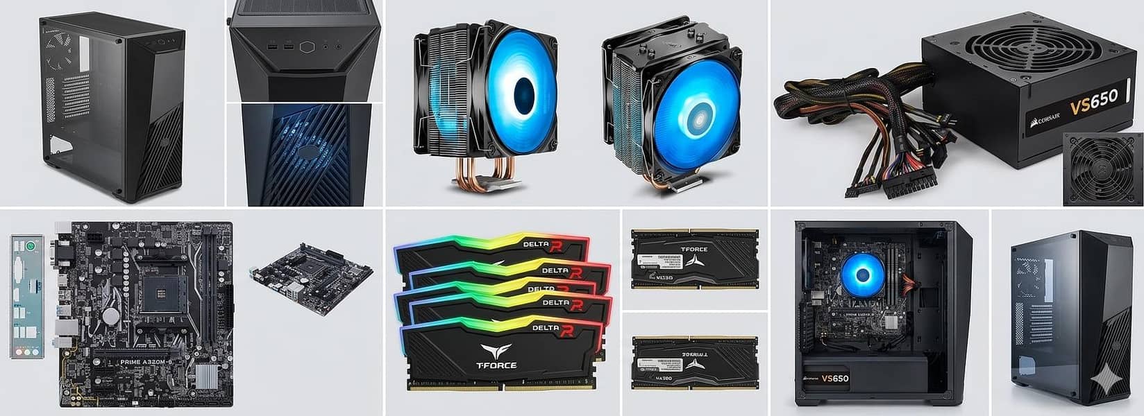 Gaming PC - Ryzen Ready 16GB RGB RAM 650W Corsair PSU cooler master Ca ...