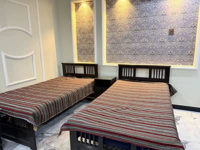 Pure wood single beds with side table