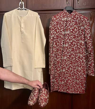 De Prestige Designer Bespoke Sherwani – With Shoes, Inner and Turban