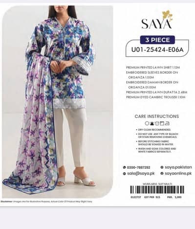 SAYA + Kayseria  Original lawn 3pc