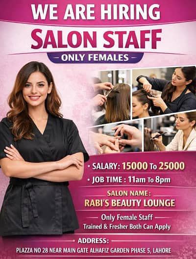 Female Staff required for Beauty Salloon
