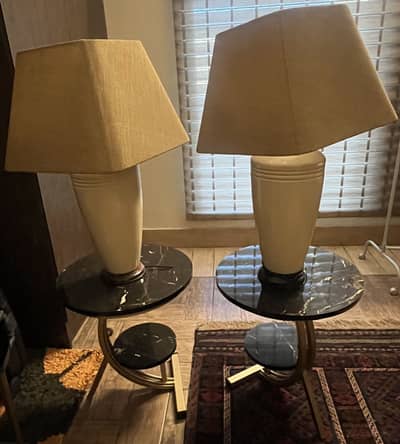 Side table and lamps